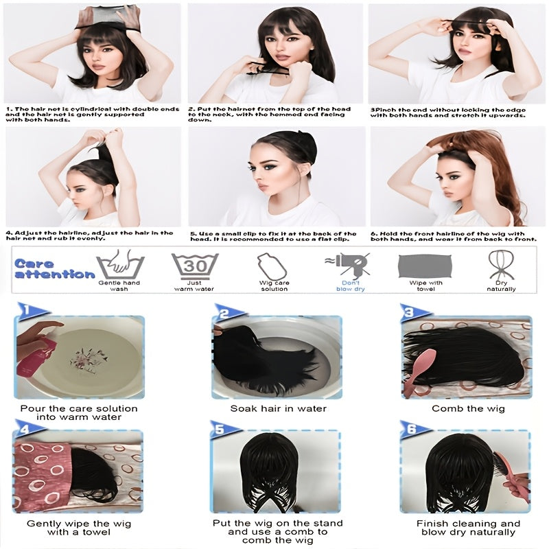 Women' -Looking Curly Wig with Bangs - High-Density Heat-Resistant Synthetic Hair Suitable for Skin Tones, Short Wavy \u002FShort Length Extensions, European Special Series for Daily Wear & Special Occasions
