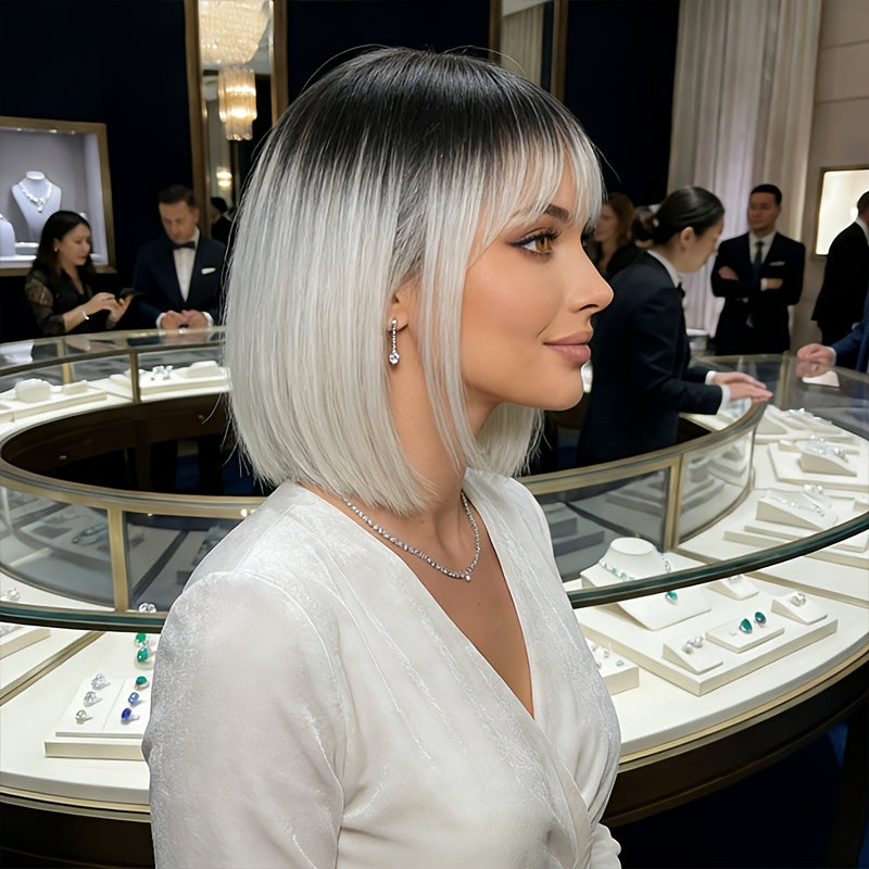 A Short Wig Featuring Bangs, This Synthetic Wig for Women Is Perfect for Any Event, Whether It'S Work, Everyday Activities, Or Celebrations. It'S an Essential Item for Festive Seasons. What You See Is What You Receive. Directly from The Factory