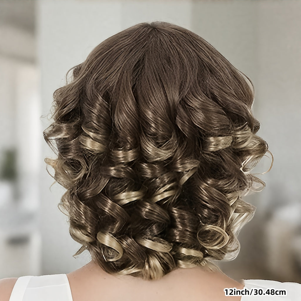 Heat-Resistant Synthetic Bob Wigs for Women And Girls Featuring a Short, Curly Afro Style with Bangs