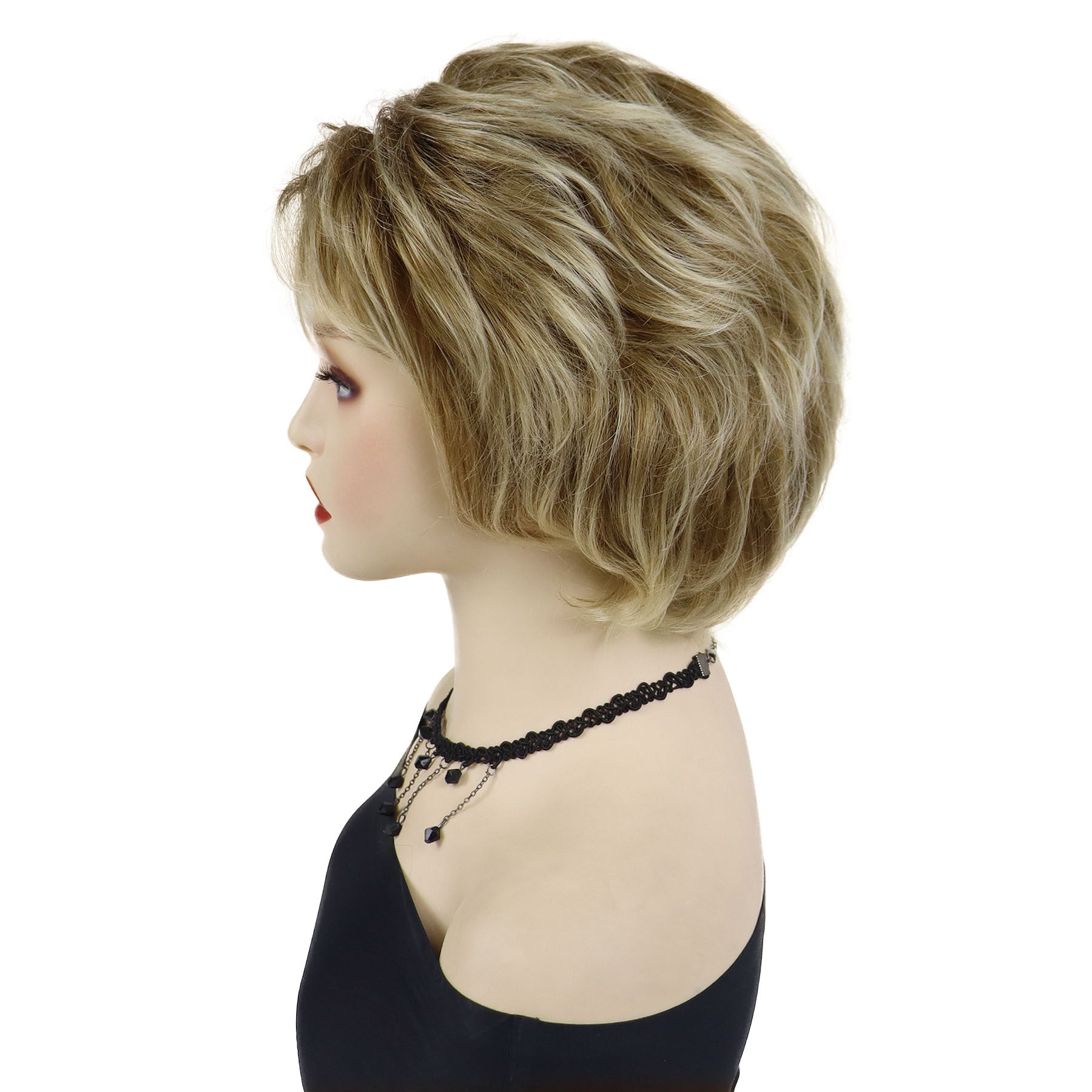 4-Inch Short Curly Wig for Women in Mixed Blonde Shades, Featuring Bangs, Suitable for Everyday Wear And Cosplay for Drag Queens