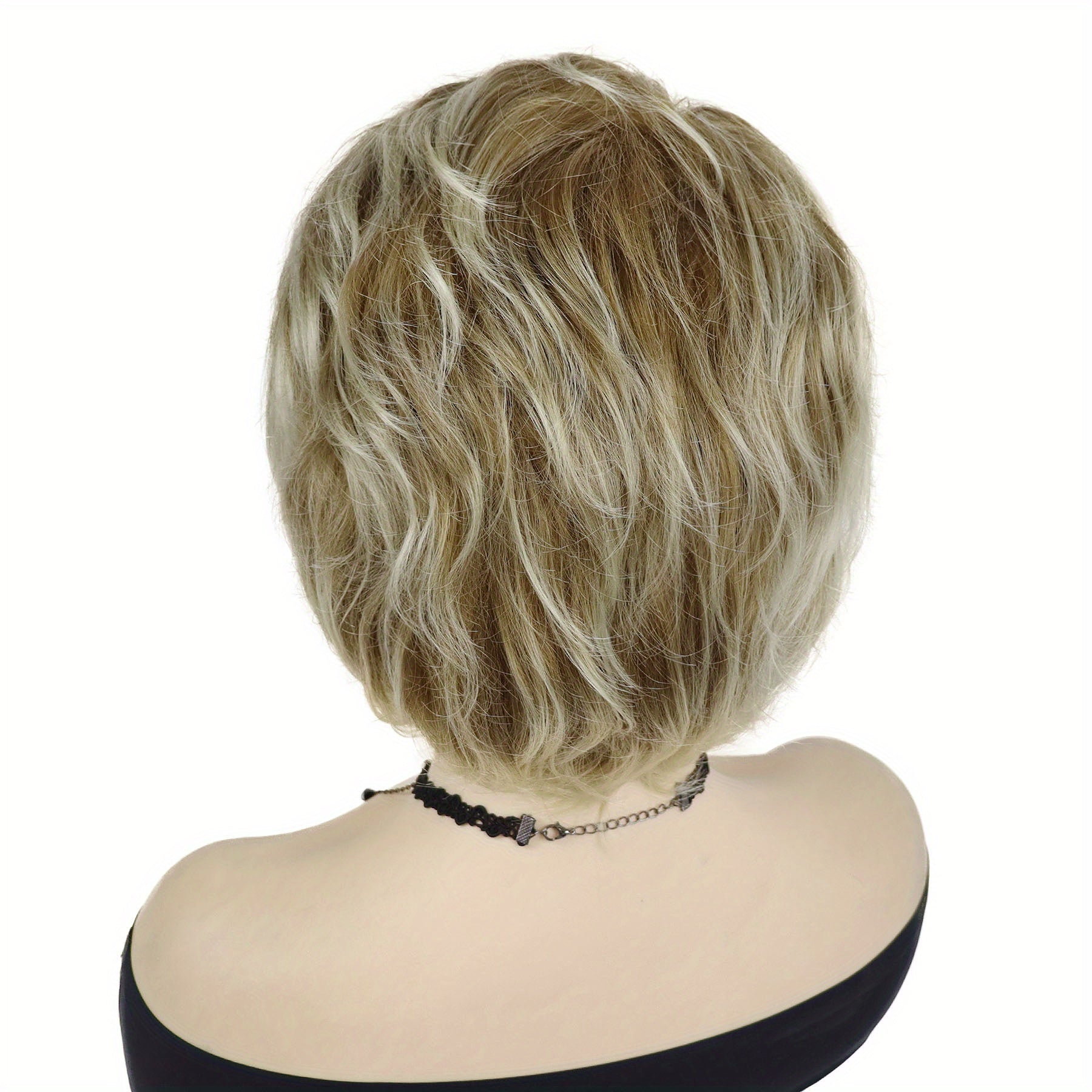 4-Inch Short Curly Wig for Women in Mixed Blonde Shades, Featuring Bangs, Suitable for Everyday Wear And Cosplay for Drag Queens