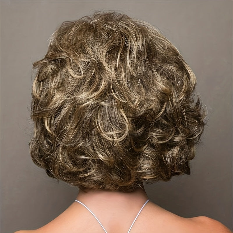 Short Fluffy Bob Wig Cap with Short Curly Hair, Suitable for Music Festivals, Halloween, Christmas, Mother's Day Gifts, Short Hair Wigs, Holiday Accessories, Exquisite Hairstyles, Party Decorations, Cosplay Accessories