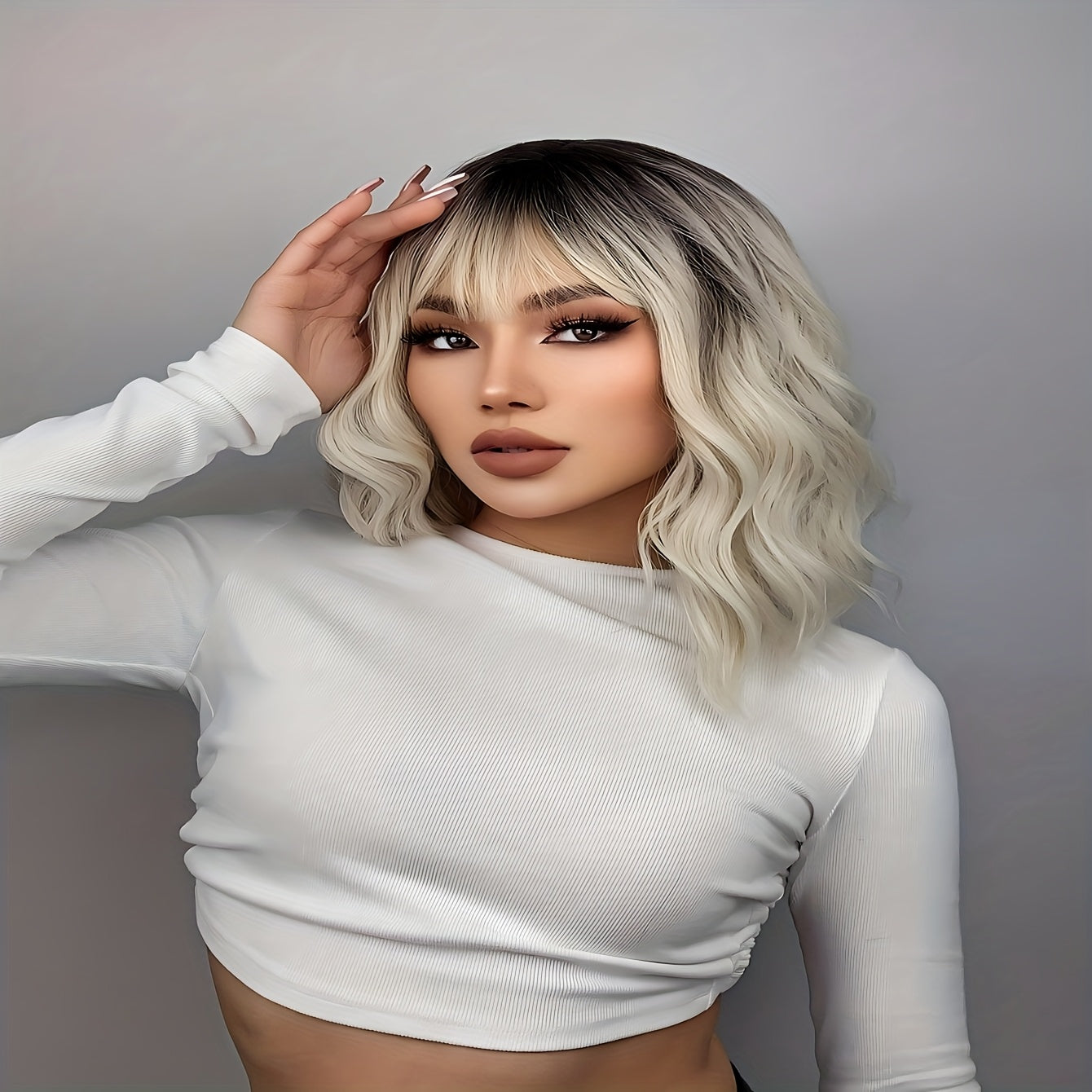 New Hot - Gradient Color Short Wig with Bangs, 12-Inch Women's Synthetic Heat-Resistant Wig, Beginner-Friendly for Daily Use. Suitable for Various Occasions Including New Year, Parties, Holidays, Winter, Valentine's Day, and Carnivals