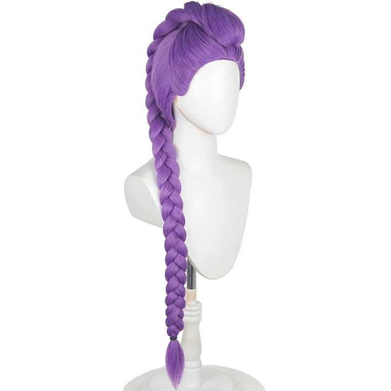 Vibrant Purple Braid Wig Suitable for & Stage - Detachable Braids with Base, Loose Curly Hair for Themed Costumes, Anime Conventions, Photo Shoots - Wig for Skin Tones