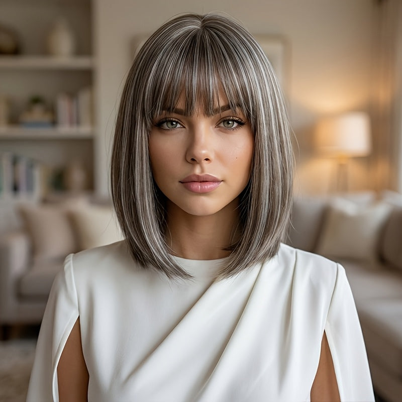 12-inch Short Wig, Rose Net Cap Glue-less Wig, Suitable for Daily Wear, Parties, and Cosplay, Platinum Blonde Wig, Suitable for Daily Work, Dates, Beach Vacations, Music Festivals, Valentine's Day, and Other Occasions, a Must-have Wig for Holidays.