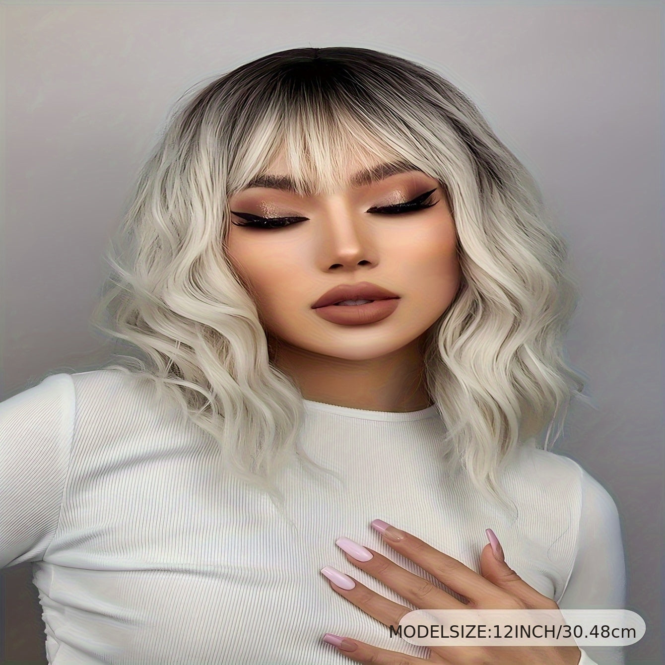 New Hot - Gradient Color Short Wig with Bangs, 12-Inch Women's Synthetic Heat-Resistant Wig, Beginner-Friendly for Daily Use. Suitable for Various Occasions Including New Year, Parties, Holidays, Winter, Valentine's Day, and Carnivals