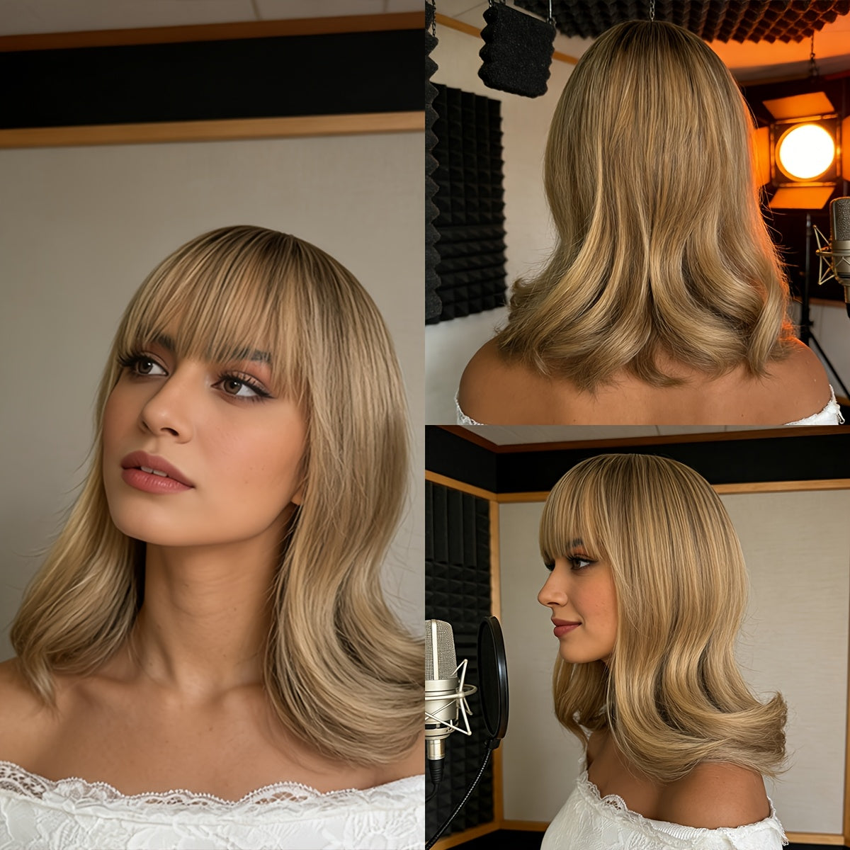 Women's -Looking European Straight Synthetic Wig Suitable for Skin Tones - Deep Brown Parted Bangs Full Head Lace-Free Machine-Made Wig with Rose Net for Daily Wear, Parties, Birthdays & Special Occasions | Wig for Parties & Gifts