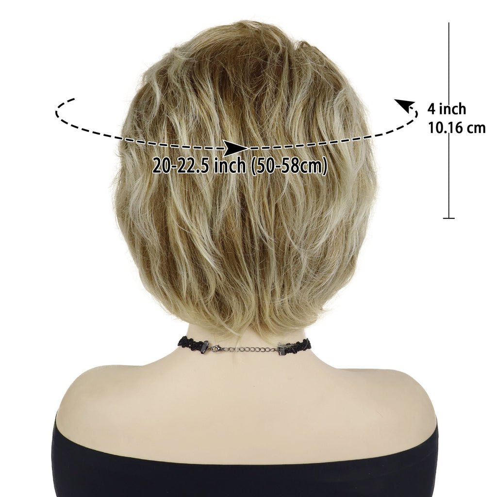 4-Inch Short Curly Wig for Women in Mixed Blonde Shades, Featuring Bangs, Suitable for Everyday Wear And Cosplay for Drag Queens
