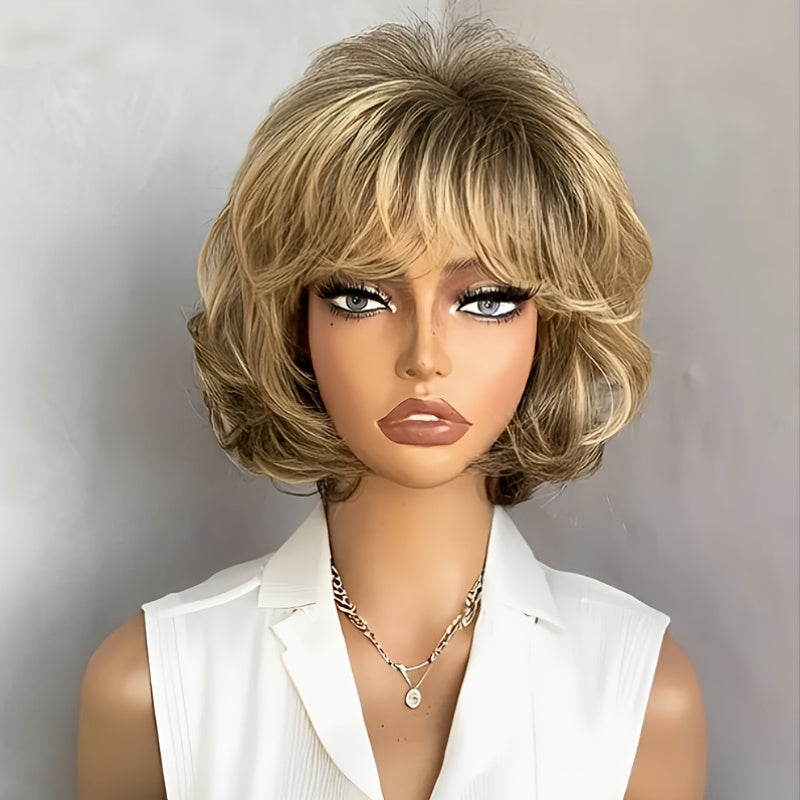 Short Fluffy Bob Wig Cap with Short Curly Hair, Suitable for Music Festivals, Halloween, Christmas, Mother's Day Gifts, Short Hair Wigs, Holiday Accessories, Exquisite Hairstyles, Party Decorations, Cosplay Accessories