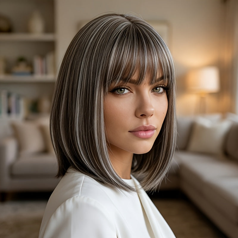 12-inch Short Wig, Rose Net Cap Glue-less Wig, Suitable for Daily Wear, Parties, and Cosplay, Platinum Blonde Wig, Suitable for Daily Work, Dates, Beach Vacations, Music Festivals, Valentine's Day, and Other Occasions, a Must-have Wig for Holidays.