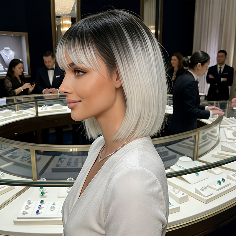 A Short Wig Featuring Bangs, This Synthetic Wig for Women Is Perfect for Any Event, Whether It'S Work, Everyday Activities, Or Celebrations. It'S an Essential Item for Festive Seasons. What You See Is What You Receive. Directly from The Factory