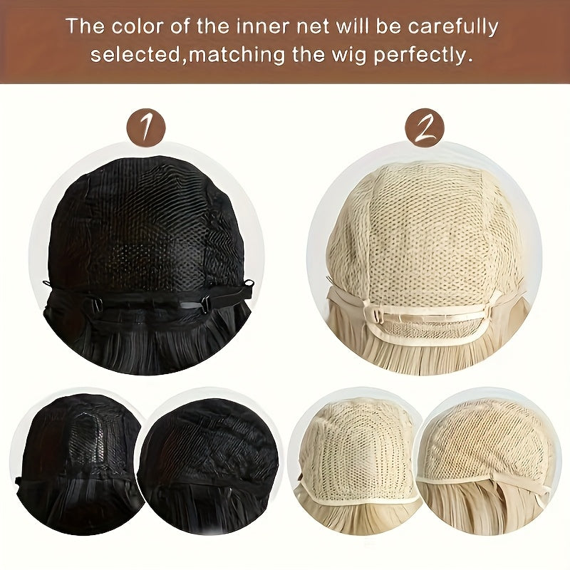 A Women's Golden Blonde Wig with a Side-parted Hairstyle Featuring a Figure-eight Bangs and Inward-curling Ends, Made from Heat-resistant Synthetic Hair for Natural Everyday or Party Styling