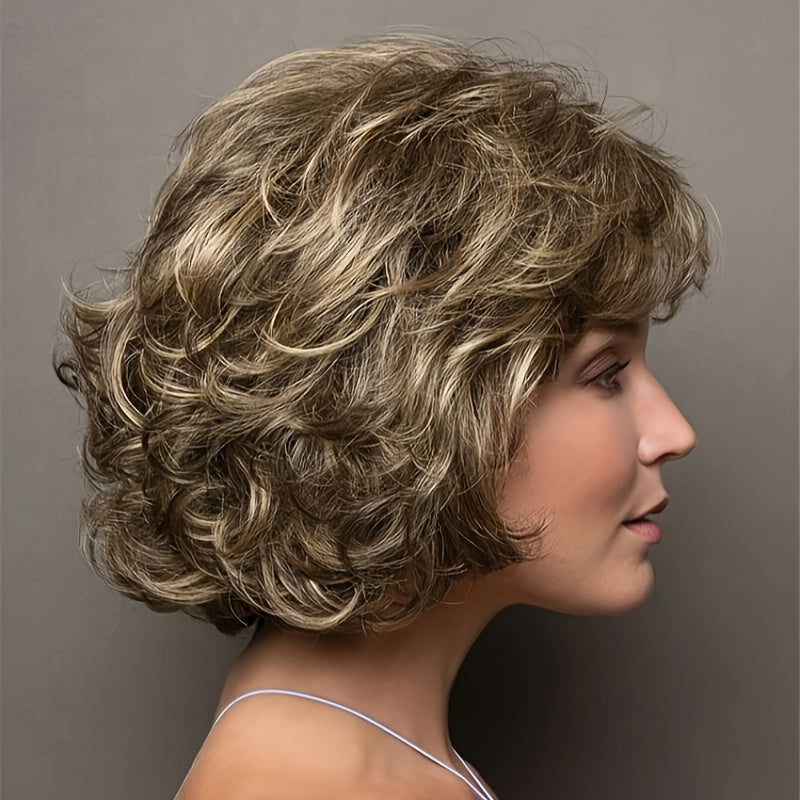 Short Fluffy Bob Wig Cap with Short Curly Hair, Suitable for Music Festivals, Halloween, Christmas, Mother's Day Gifts, Short Hair Wigs, Holiday Accessories, Exquisite Hairstyles, Party Decorations, Cosplay Accessories