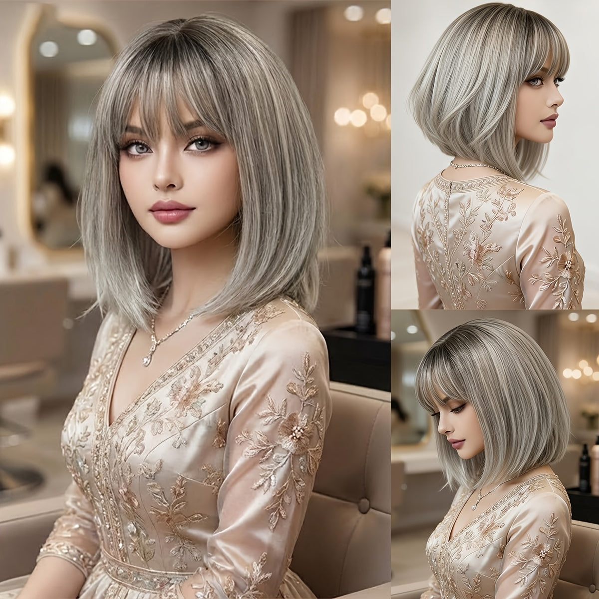 European Style Trimmable Wig with Thick Straight Hair & Adjustable Rose Net Cap - Natural Voluminous Hair Suitable for Carnivals, Valentine's Day, - Trim-to-Style for Skin Tones & Hair Types