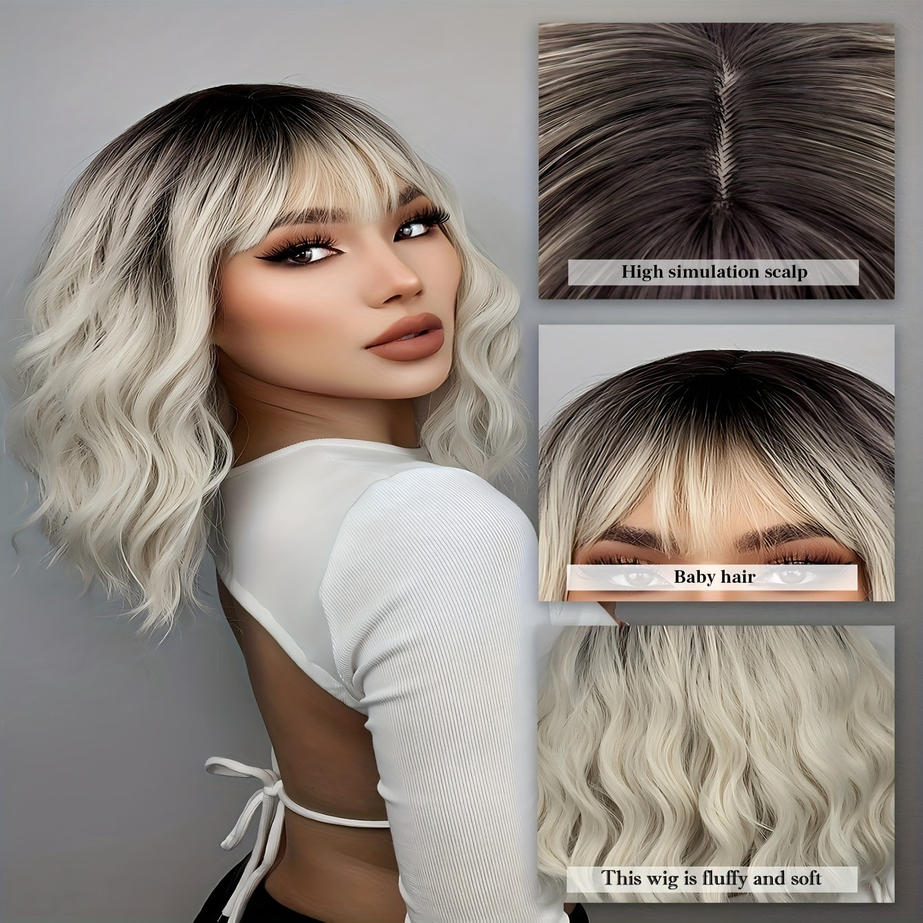 New Hot - Gradient Color Short Wig with Bangs, 12-Inch Women's Synthetic Heat-Resistant Wig, Beginner-Friendly for Daily Use. Suitable for Various Occasions Including New Year, Parties, Holidays, Winter, Valentine's Day, and Carnivals
