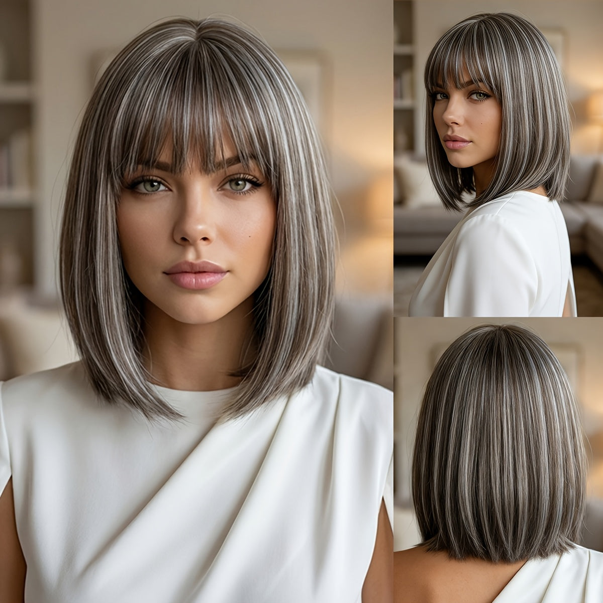 12-inch Short Wig, Rose Net Cap Glue-less Wig, Suitable for Daily Wear, Parties, and Cosplay, Platinum Blonde Wig, Suitable for Daily Work, Dates, Beach Vacations, Music Festivals, Valentine's Day, and Other Occasions, a Must-have Wig for Holidays.