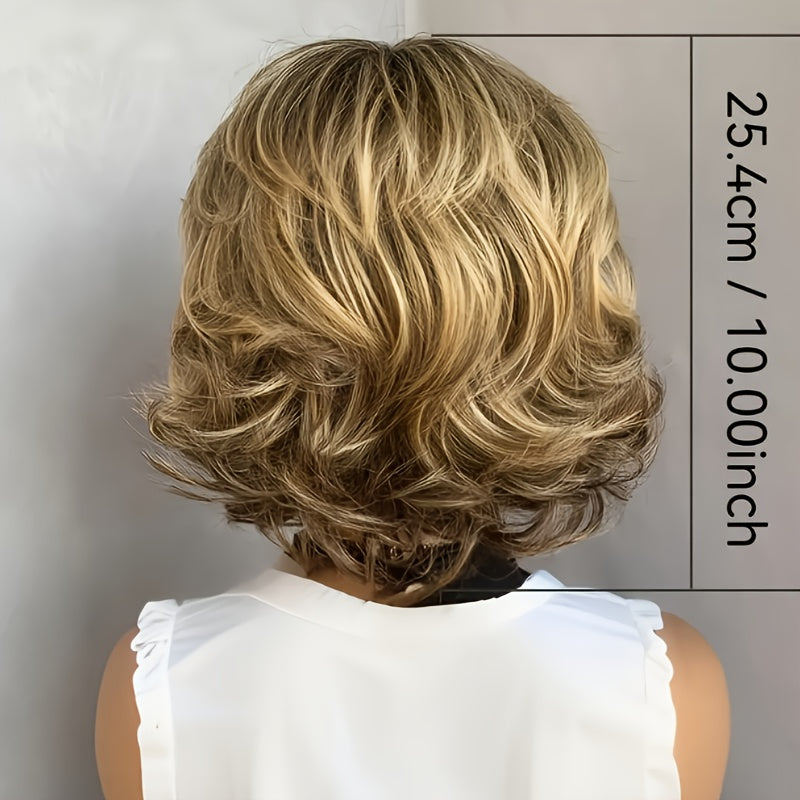 Short Fluffy Bob Wig Cap with Short Curly Hair, Suitable for Music Festivals, Halloween, Christmas, Mother's Day Gifts, Short Hair Wigs, Holiday Accessories, Exquisite Hairstyles, Party Decorations, Cosplay Accessories