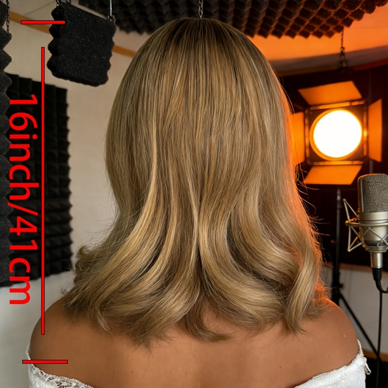 Women's -Looking European Straight Synthetic Wig Suitable for Skin Tones - Deep Brown Parted Bangs Full Head Lace-Free Machine-Made Wig with Rose Net for Daily Wear, Parties, Birthdays & Special Occasions | Wig for Parties & Gifts