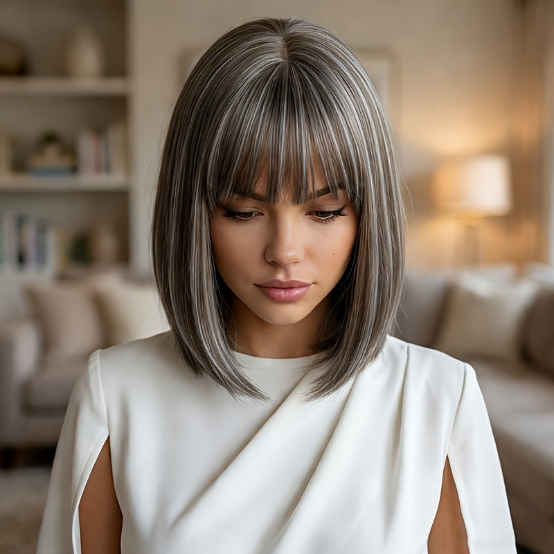 12-inch Short Wig, Rose Net Cap Glue-less Wig, Suitable for Daily Wear, Parties, and Cosplay, Platinum Blonde Wig, Suitable for Daily Work, Dates, Beach Vacations, Music Festivals, Valentine's Day, and Other Occasions, a Must-have Wig for Holidays.