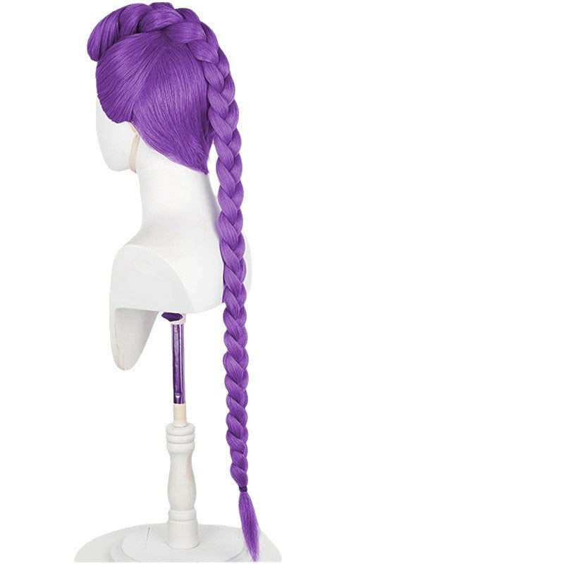 Vibrant Purple Braid Wig Suitable for & Stage - Detachable Braids with Base, Loose Curly Hair for Themed Costumes, Anime Conventions, Photo Shoots - Wig for Skin Tones