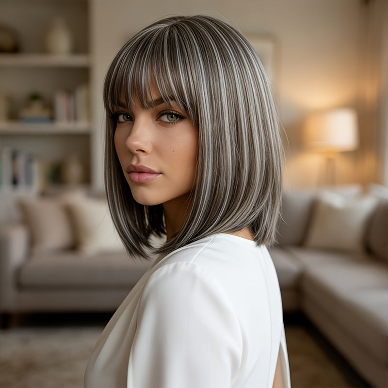 12-inch Short Wig, Rose Net Cap Glue-less Wig, Suitable for Daily Wear, Parties, and Cosplay, Platinum Blonde Wig, Suitable for Daily Work, Dates, Beach Vacations, Music Festivals, Valentine's Day, and Other Occasions, a Must-have Wig for Holidays.